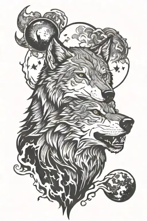 Wolf Head Howling Moon