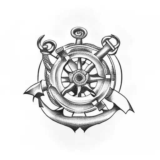 Ship Wheel And Anchor