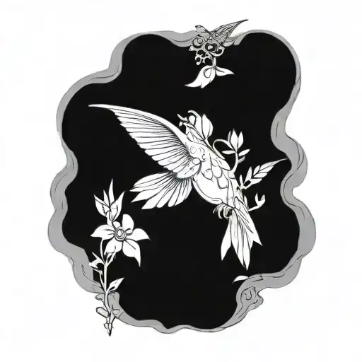 Wild Flower And Humming Bird