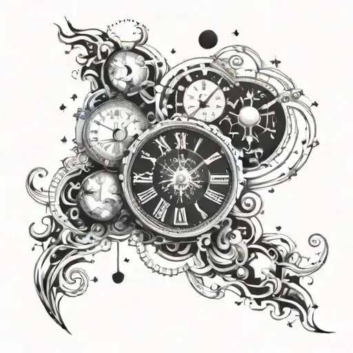 A Cosmic-themed Sleeve With Planets And Stars Orbiting Around An Intricate Clock Face