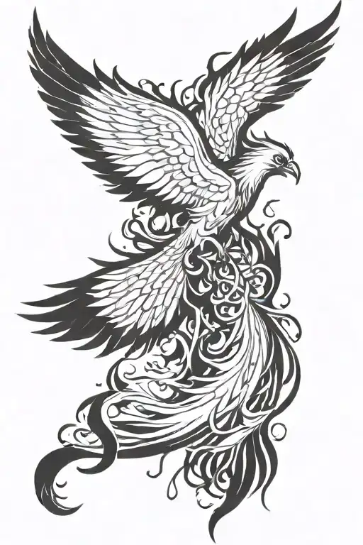 Phoenix And A Burning Falling Wing
