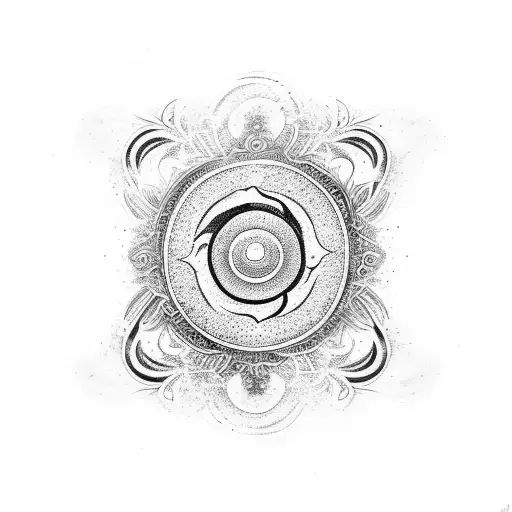 A Free-flowing Design Of A Yin Yang Symbol With Abstract Floral Elements