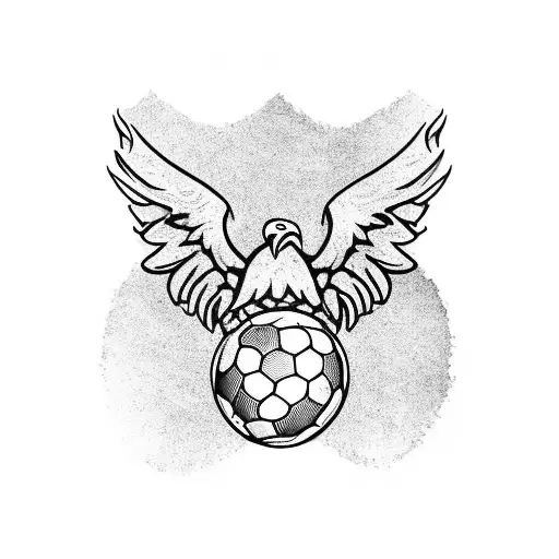 A Traditional American Eagle Holding A Soccer Ball And A Karate Black Belt In Its Talons