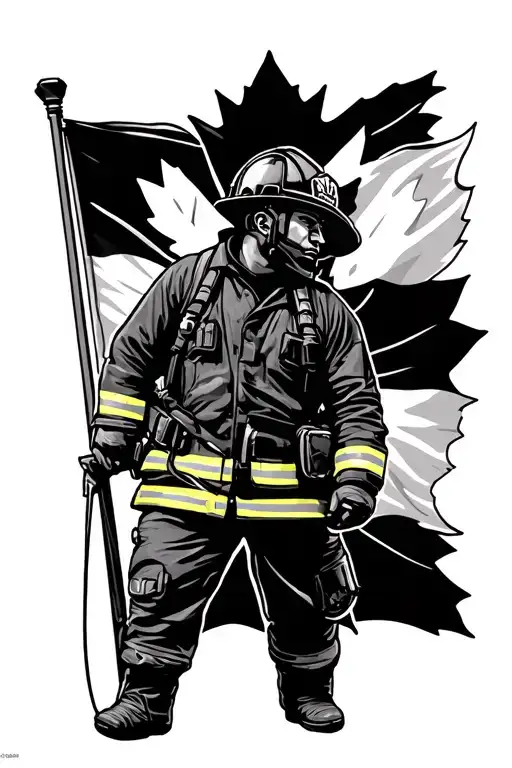Canada Flag And Firefighter And Toronto Maple Leafs