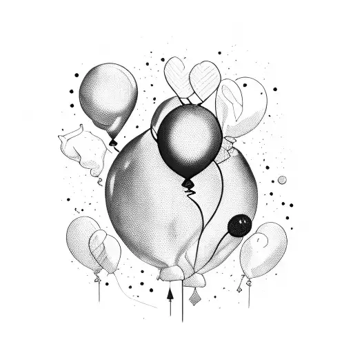 Bunch Of Black Balloons With One Bursting