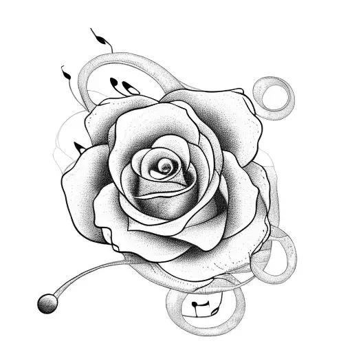 A Tattoo Design Featuring A Music Note Intertwined With A Blooming Flower