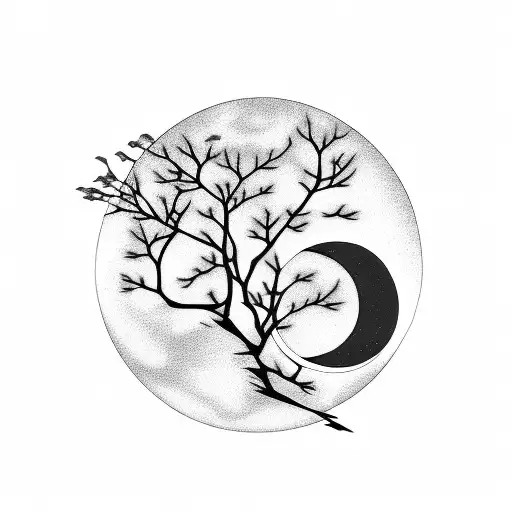 Cherry Blossom And Moon