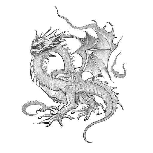 Dragon And Red Flower