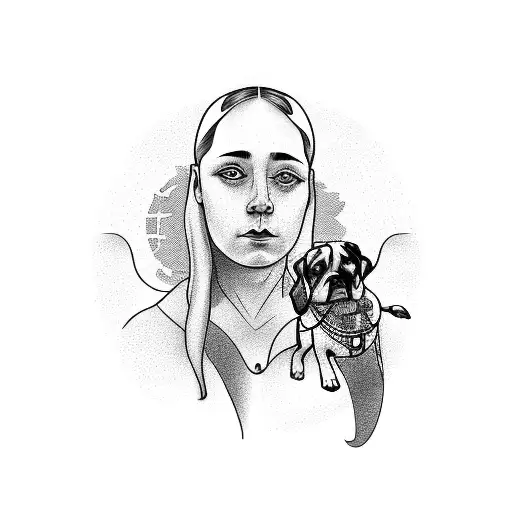 Human With Dog At The Beach Walking Sunset