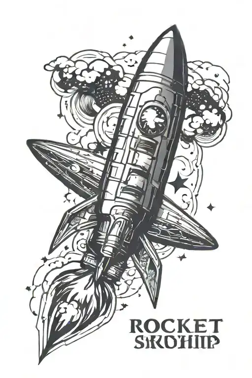 Rocket Ship Tattoo With An Inspirational Quote