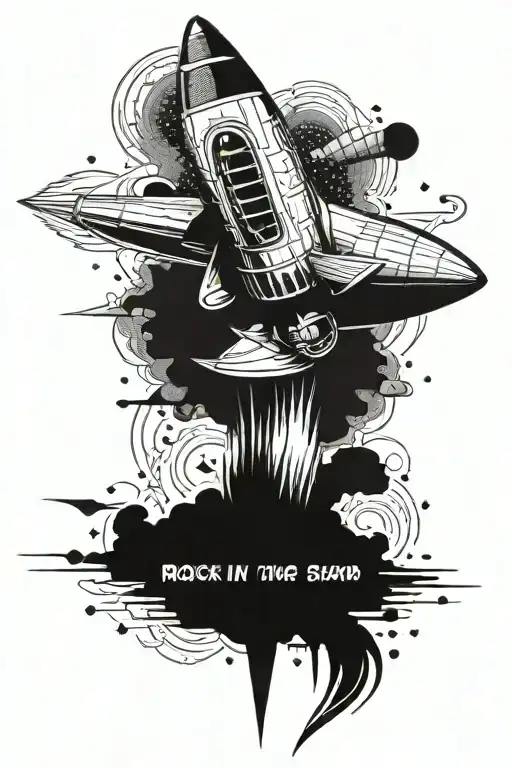 Rocket Ship Tattoo With An Inspirational Quote