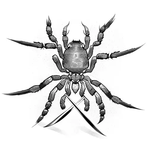 An Intricate Design Of A Spider And Sword Intertwined With Each Other