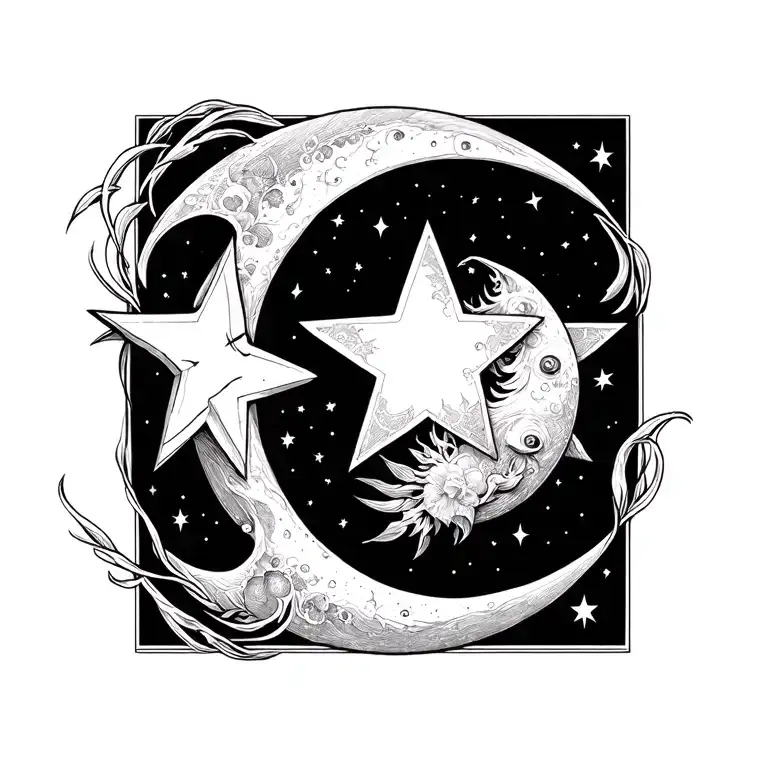 Star And Moon Merging Together