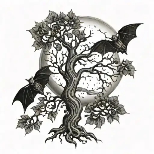 Poision Tree With Moon And Bats