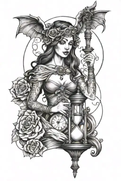 Nyx Goddess Holding A Hourglass