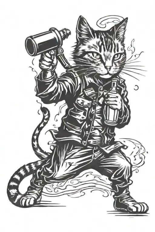 Anarchist Cat Throwing Molotov Cocktail