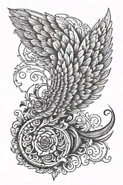 Wing Tattoo Right Forarm Half Sleeve