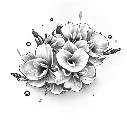 Freesia Flower With Coy Fish