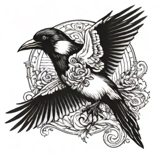 Magpie With An Angel Flying
