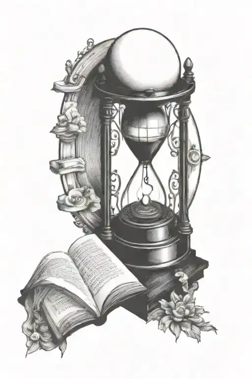 Typewriter And Book Surrounded By Sun And Moon