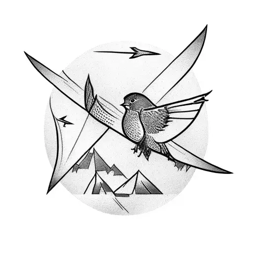 A Flying Sparrow With A Lightning Bolt In The Background