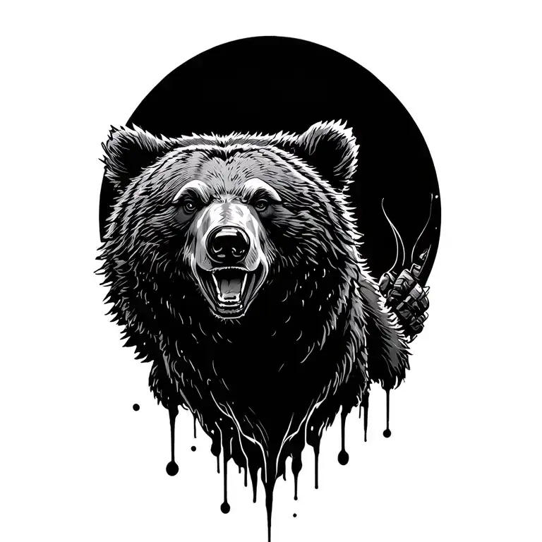 A Futuristic Sci-fi Scene Of A Bear Leading A Rebellion Against A Fascist Regime