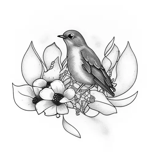 Robin With Daphne Flower