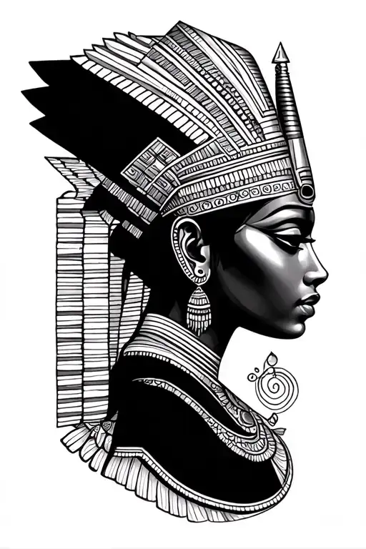 Egyptian Queen Side Profile Illustration Inspired