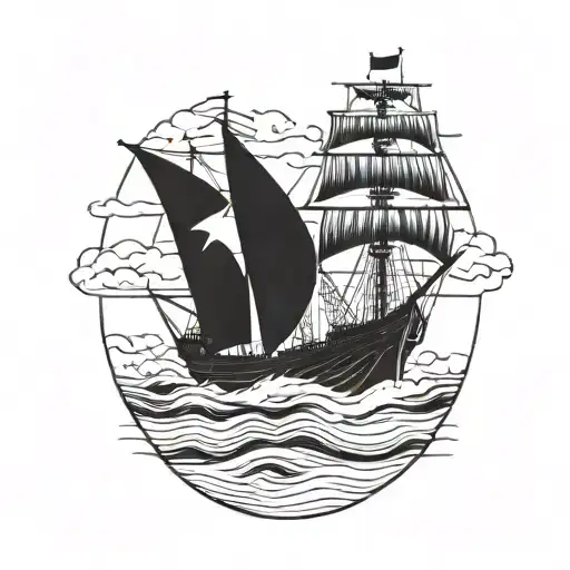 The Tattoo Is Very Minimalistic Black And White On The Loneliest Ship