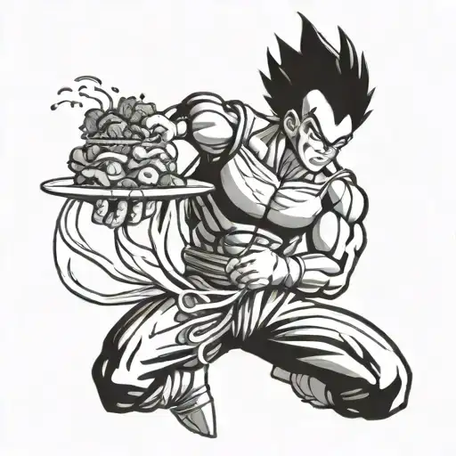 Dragon Ball Z Character Vegeta Cooking A Gourmet Meal