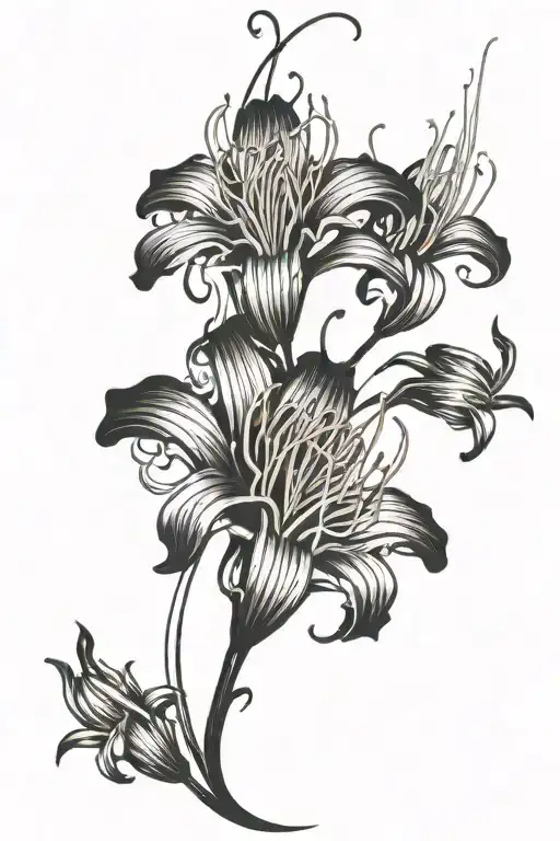 Abstract Water Flow With Red Spider Lily Flower