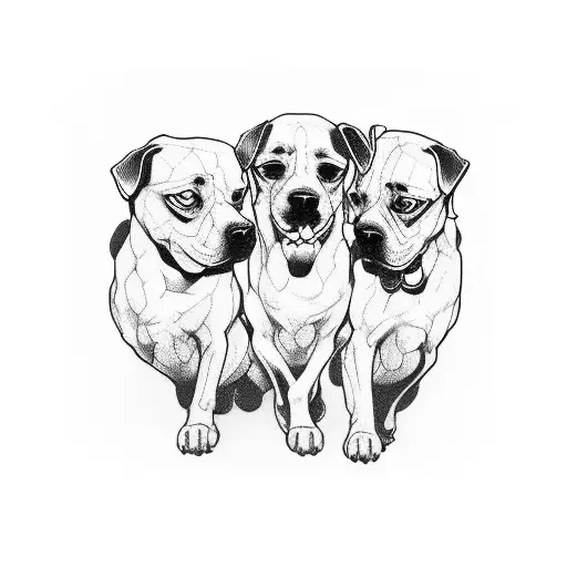 Three Headed Dog Sitting