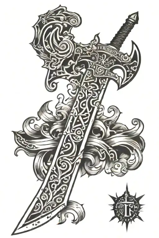 Large Sword With Symbols On The Blade