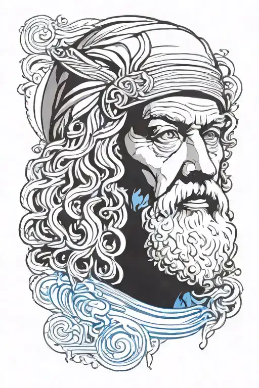 Masculine Socrates Portrait With Blue Eyes And Smoke Comes