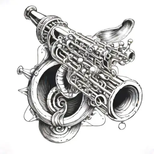 A Trumpet Morphing Into An Alien Spaceship In A Jazz-inspired Design
