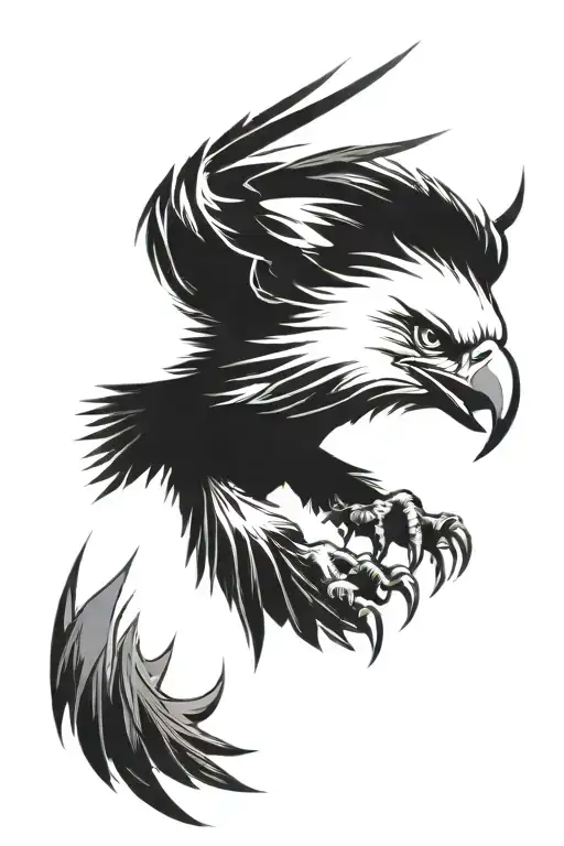Eagle Tattoo With Big Claws All Black