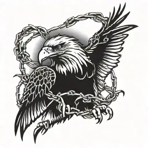 Eagle Bound In Barb Wire