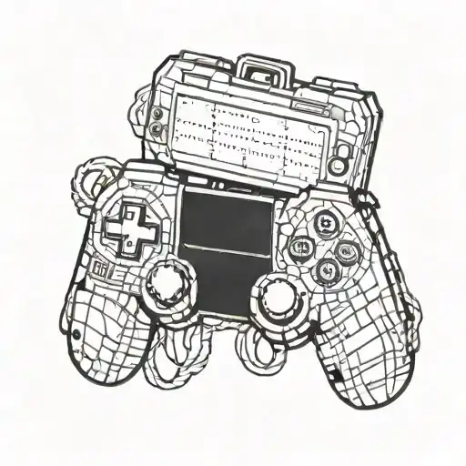 Pixelated Representation Of A Gaming Controller Intertwined With Airplane Wings
