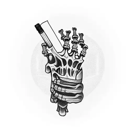 Skeleton Hand Holding A Cigarette And A Beer