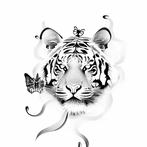 Incorporate A Dancing Silhouette Surrounded By Butterflies And Tiger Lilies