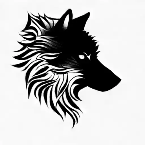 A Wolf Head Within A Forest