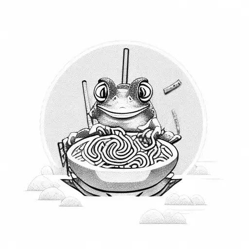 Samurai Frog In A Ramen Bowl