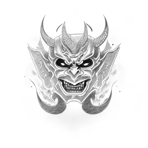 Oni Mask Cracking To Show A Demon Face