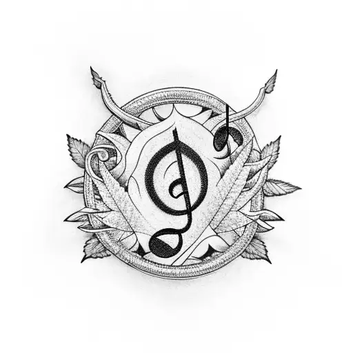 A Music Note Intertwined With A Cannabis Leaf
