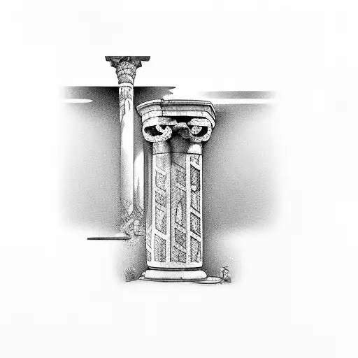 Roman Column With Detailed Cracks And Numerals