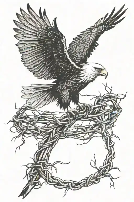 Eagle Bound In Barb Wire