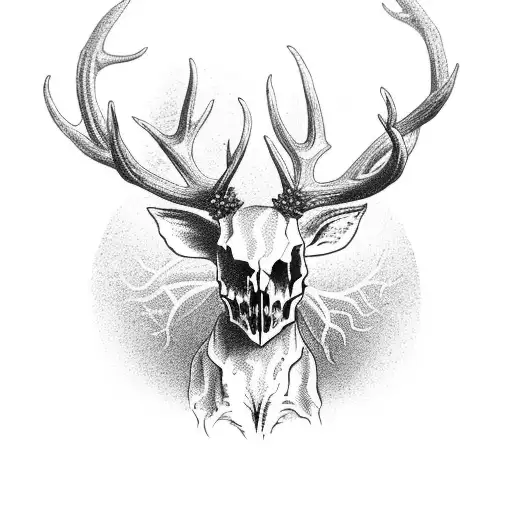 A Creepy Deer Skull With Antlers And Creepy Design For Backround