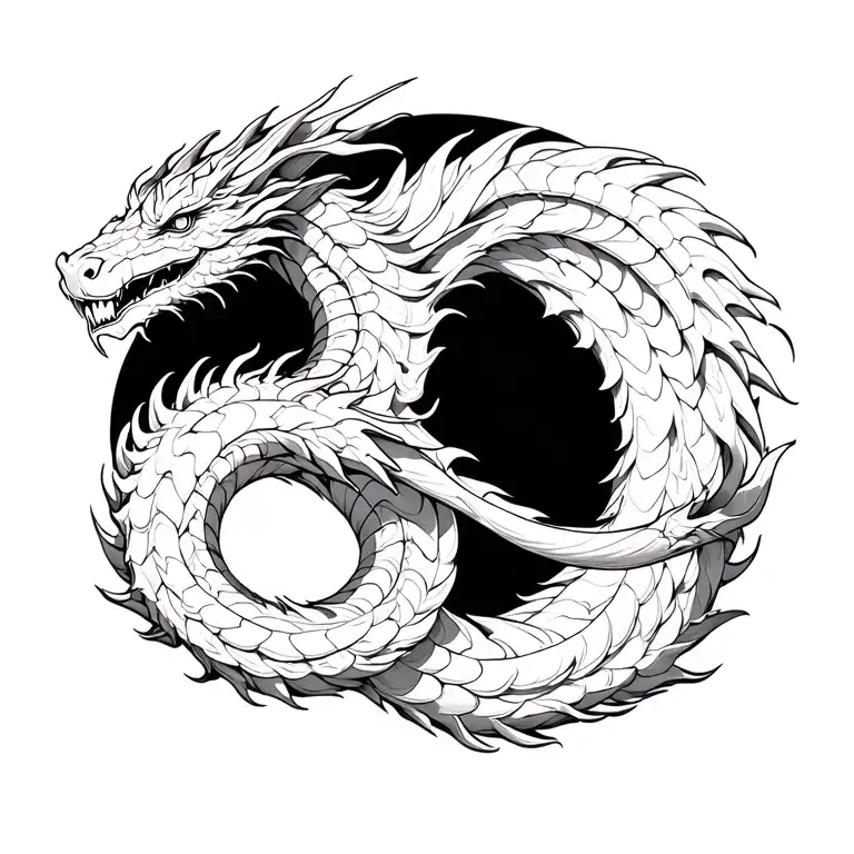 Dragon Ouroboros In The Form Of Vertical Infinity