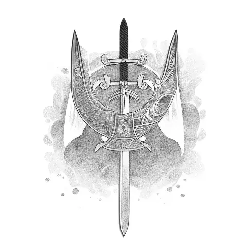 Two Samurai Swords One Sheathed One Unsheathed With Water Throughout Them