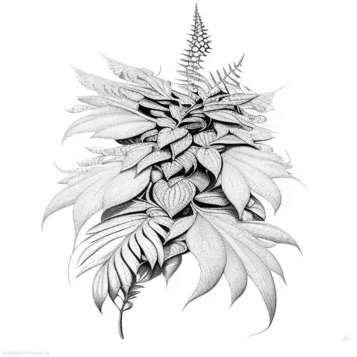An Intricate Botanical Illustration Of A Rare Plant Species Found In The Amazon Rainforest